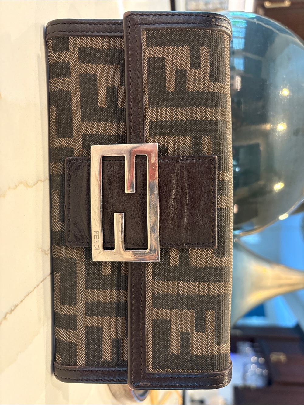 Fendi Brown and Tan FF Logo Wallet